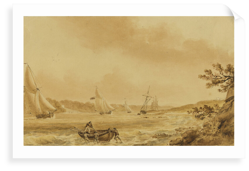 Cutters under sail in a river, probably the Bristol Avon by Nicholas Pocock