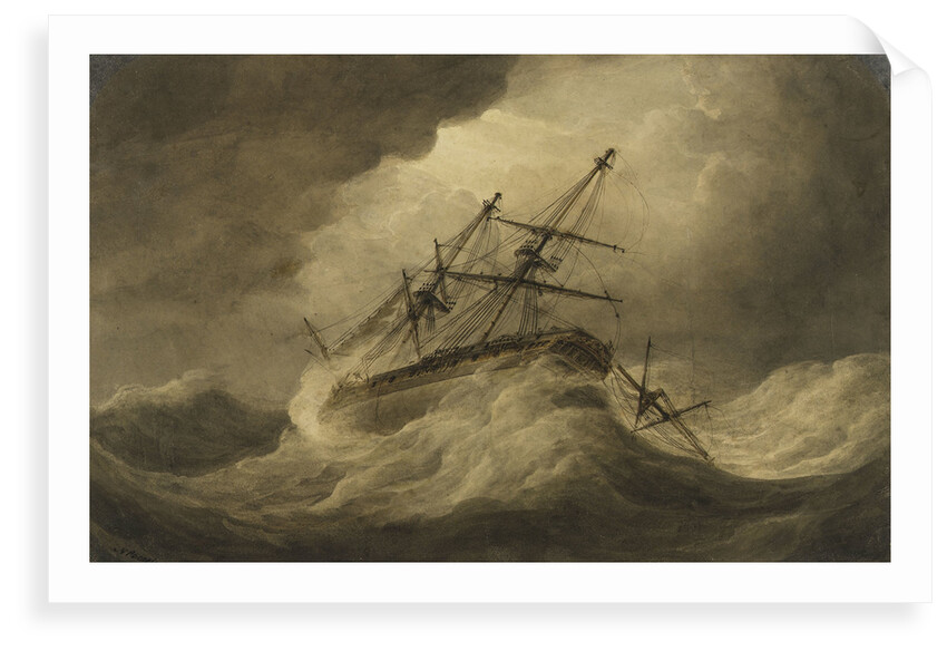 Attempt to Veer' in a stormy sea, illustration to Falconer's 'The Shipwreck by Nicholas Pocock