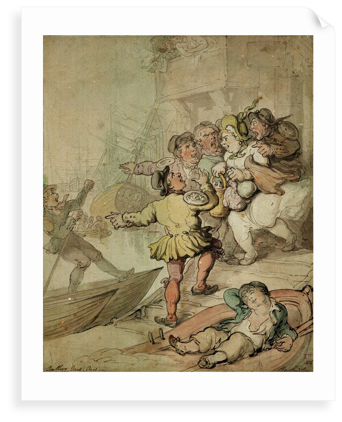 The Miseries of London....being assailed by a group of watermen.... by Thomas Rowlandson