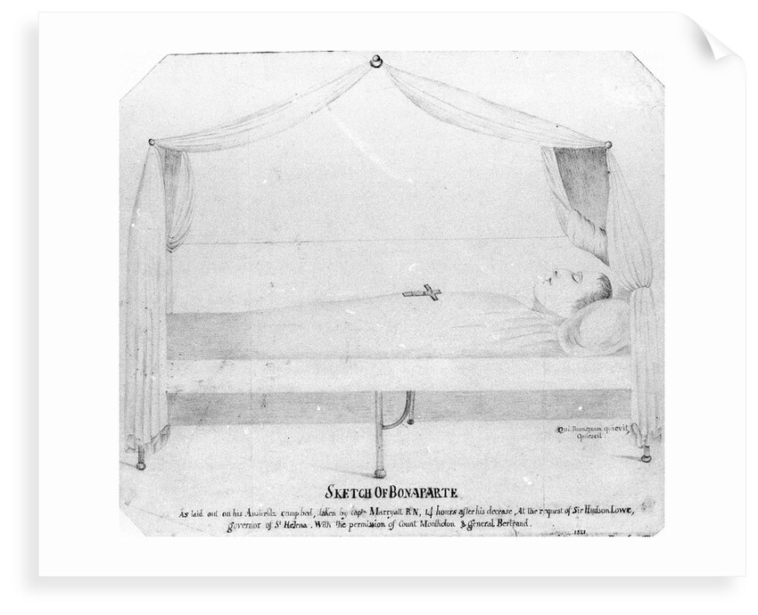 Sketch of Bonaparte. As laid out on his Austerlitz campbed, taken by captn Marryatt RN, 14 hours after his decease.....1821 by Frederick Marryat