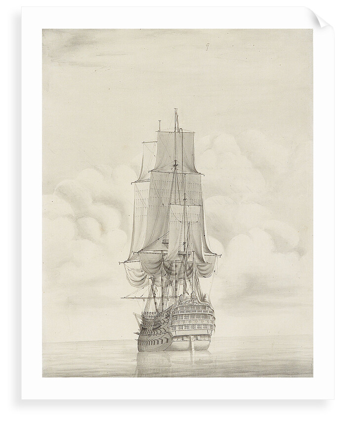 A frigate firing a gun by George Chambers Sr