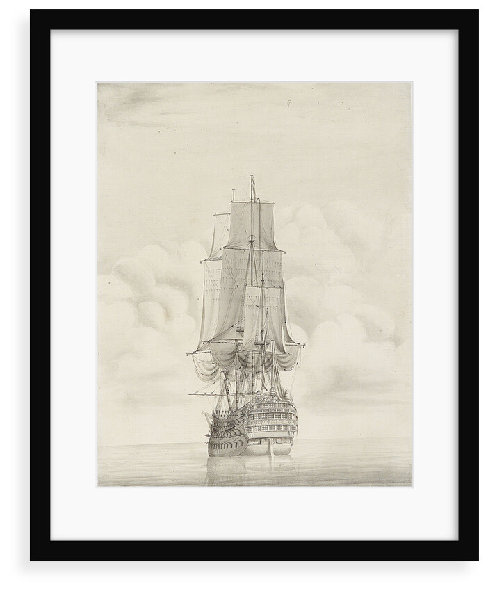 A frigate firing a gun by George Chambers Sr