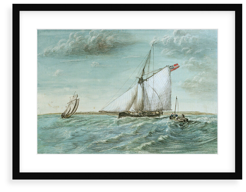 Revenue cutter chasing a lugger, circa 1830 showing 'revenue stripes' by unknown