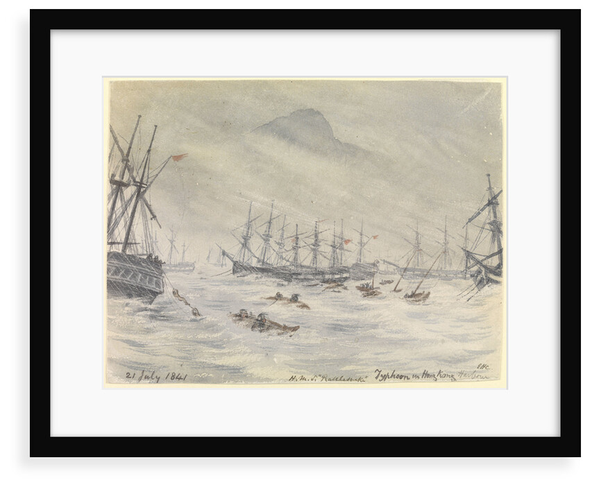 21 July 1841, HMS 'Rattlesnake', Typhoon in Hong Kong Harbour by Edward Hodges Cree