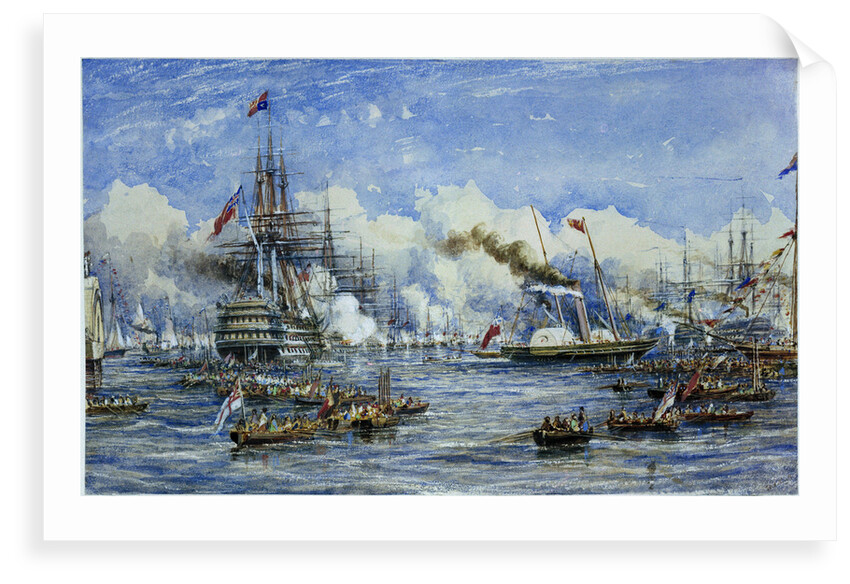 Her Majesty's visit to the Flagship, 11 August 1853, showing 'Duke of Wellington' and 'Victoria & Albert' by William Adolphus Knell