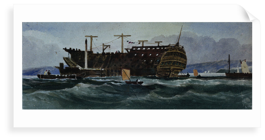 Hulk off a coast by W.H. Harriot