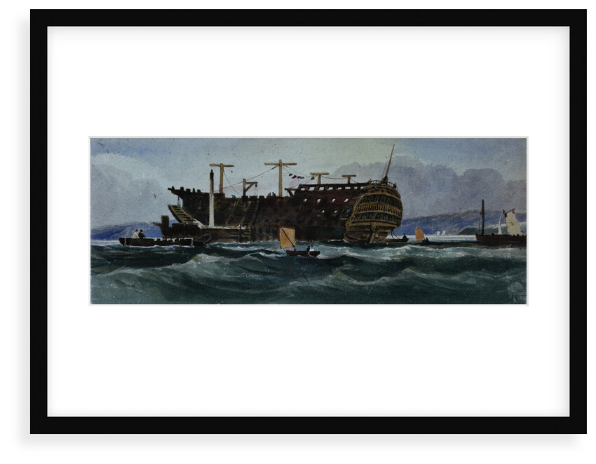 Hulk off a coast by W.H. Harriot