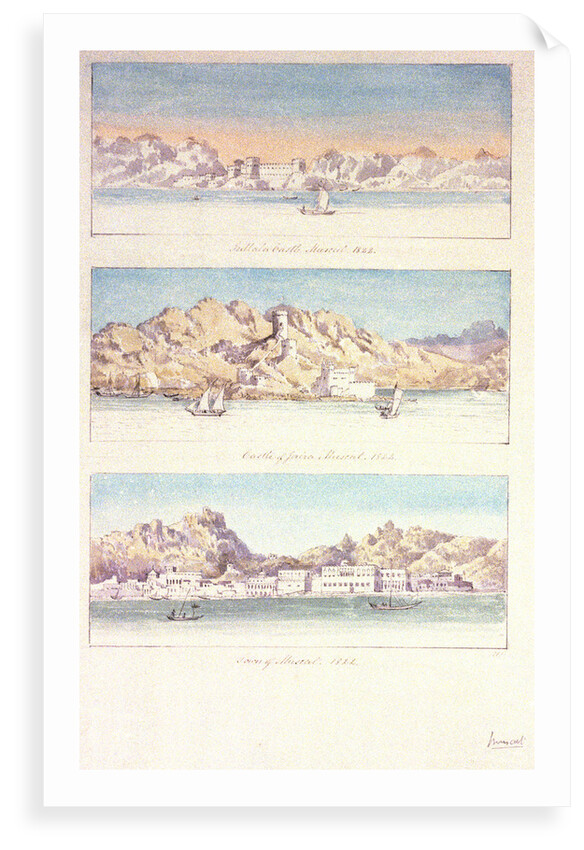 Three watercolours of Muscat by Charles Hamilton Smith