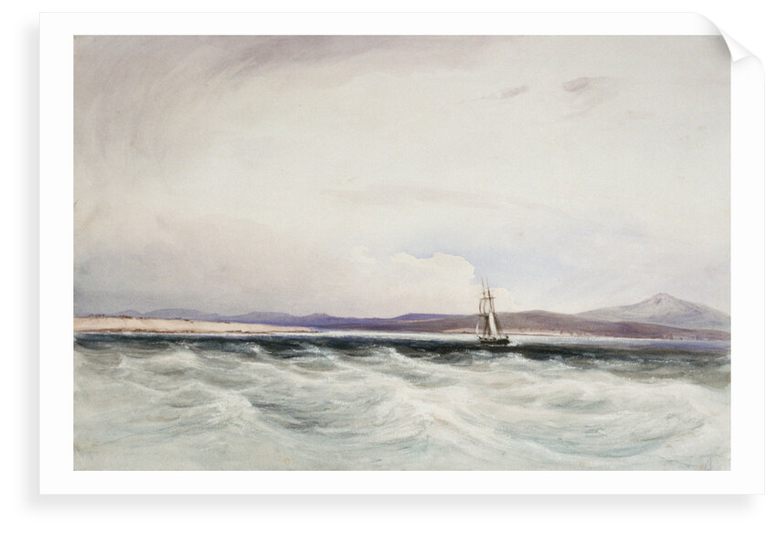 The survey ship HMS 'Beagle' running into Berkeley Sound, Falkland Islands by Conrad Martens