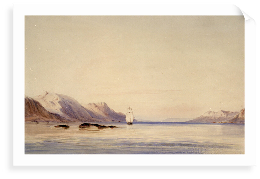 The survey ship HMS 'Beagle' in Beagle Channel, Tierra del Fuego by Conrad Martens