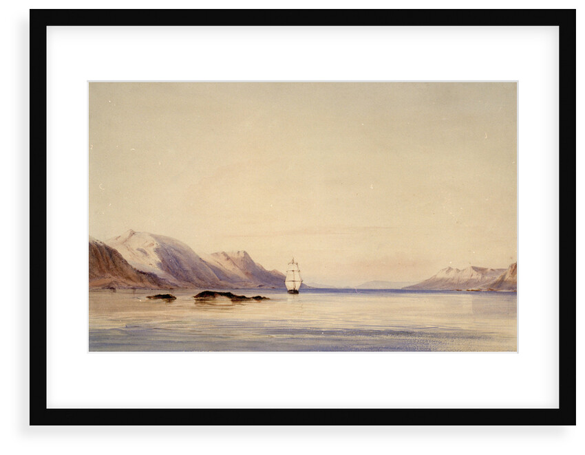 The survey ship HMS 'Beagle' in Beagle Channel, Tierra del Fuego by Conrad Martens