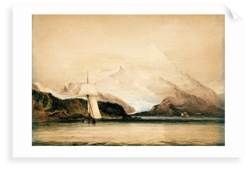 Mount Sarmiento, Tierra del Fuego, showing the survey ship HMS 'Beagle' by Conrad Martens