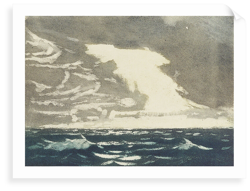 Seascape - green sea and stormy blue-grey sky 2 by John Everett