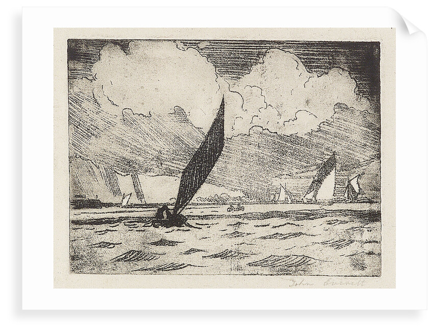 Yachting on choppy water near cliffs 1 by John Everett