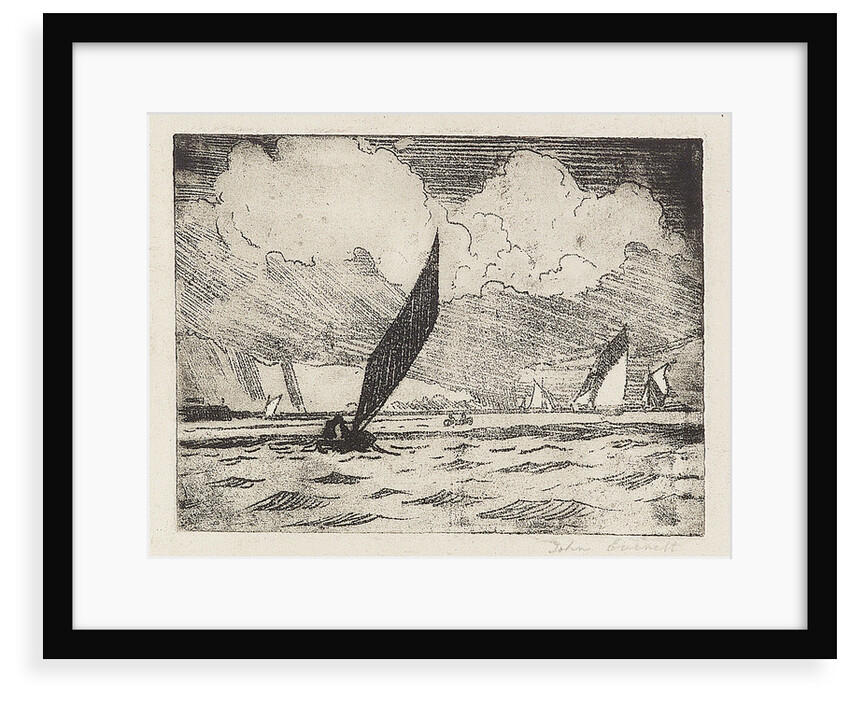 Yachting on choppy water near cliffs 1 by John Everett