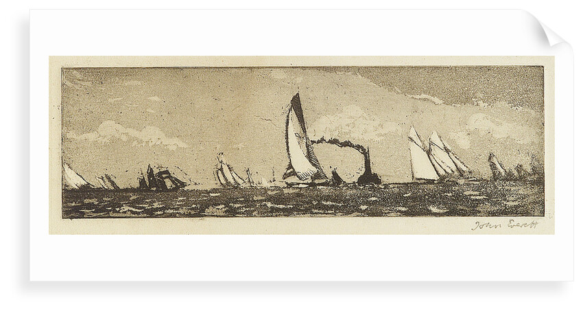 Yachts at sea, also a steamer by John Everett