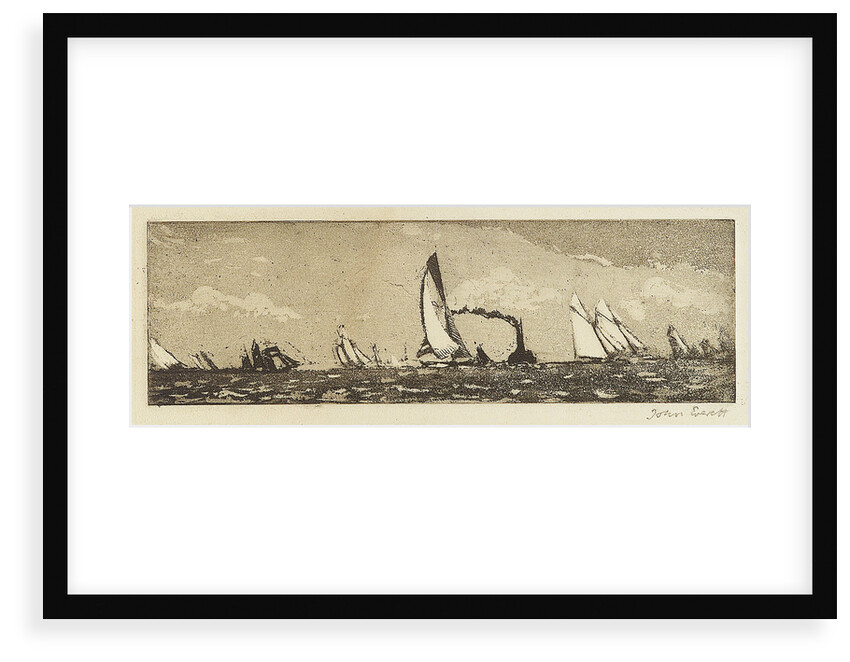 Yachts at sea, also a steamer by John Everett