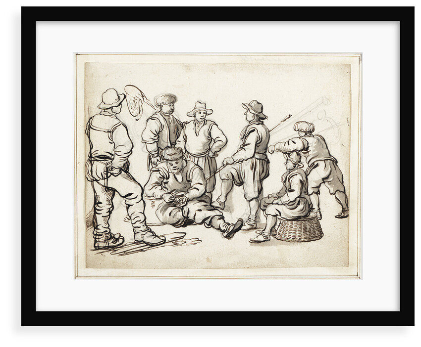 Six fishermen and a boy by Willem van de Velde the Elder