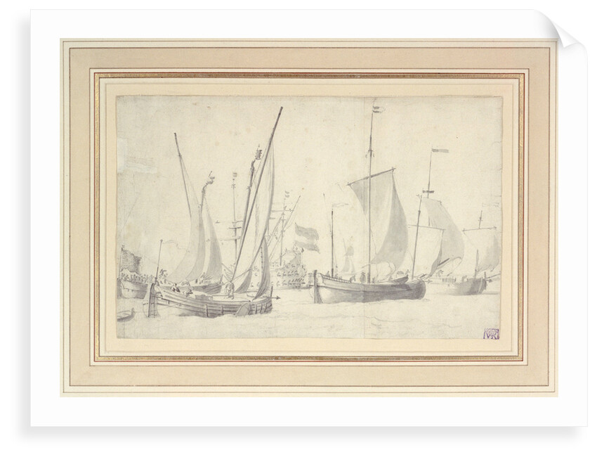 Two schmalschips and two hookers in a moderate breeze by Willem van de Velde the Elder
