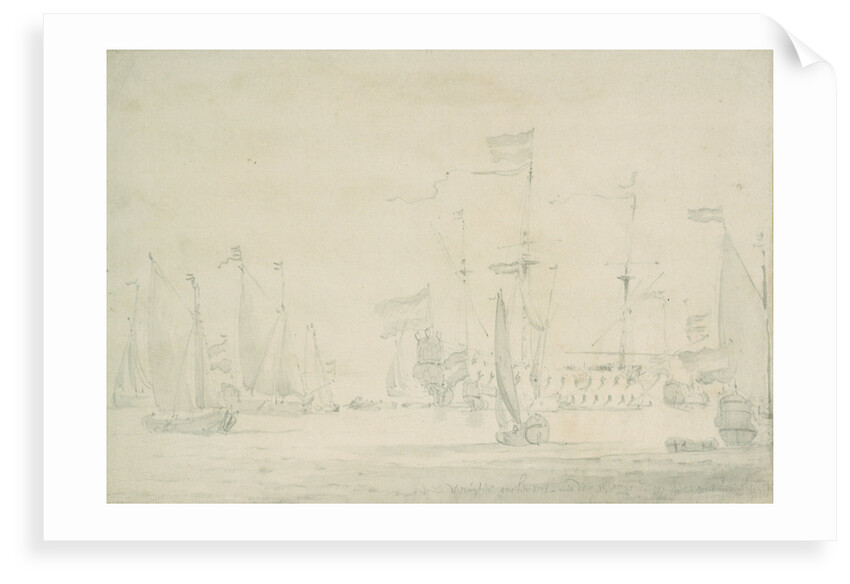De Ruyter's arrival in the Wester Ems, 1665 by Willem van de Velde the Elder