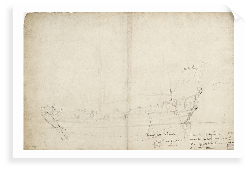 Sketch profile of a States yacht by Willem Van de Velde the Younger