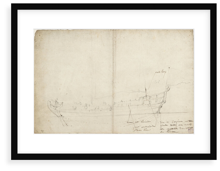 Sketch profile of a States yacht by Willem Van de Velde the Younger