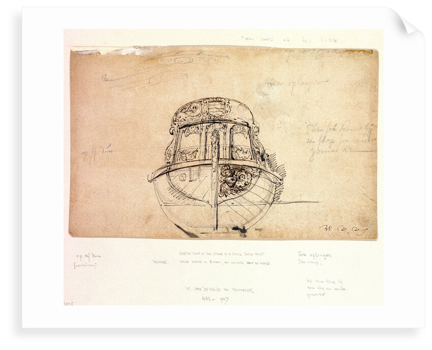 Sketch plan of the stern by Willem Van de Velde the Younger