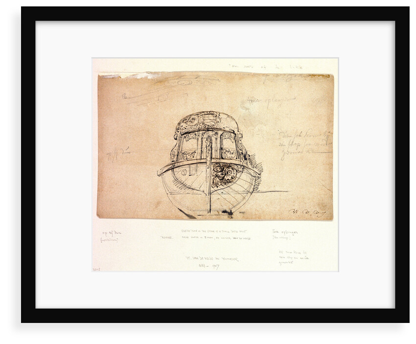 Sketch plan of the stern by Willem Van de Velde the Younger