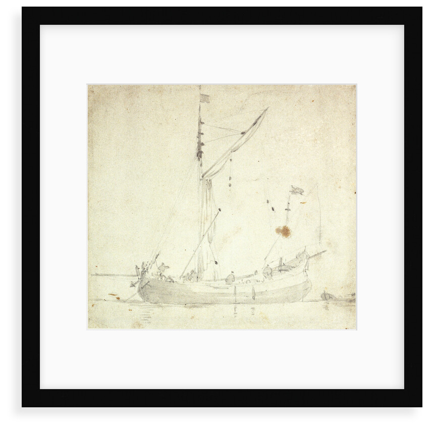 A dogger at anchor by Willem Van de Velde the Younger