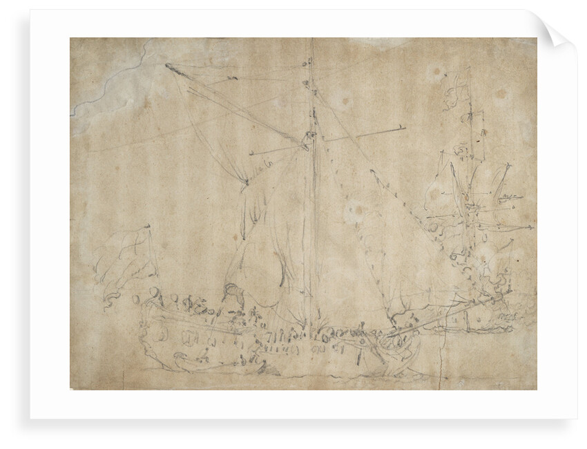 An English yacht getting under way by Willem van de Velde the Elder