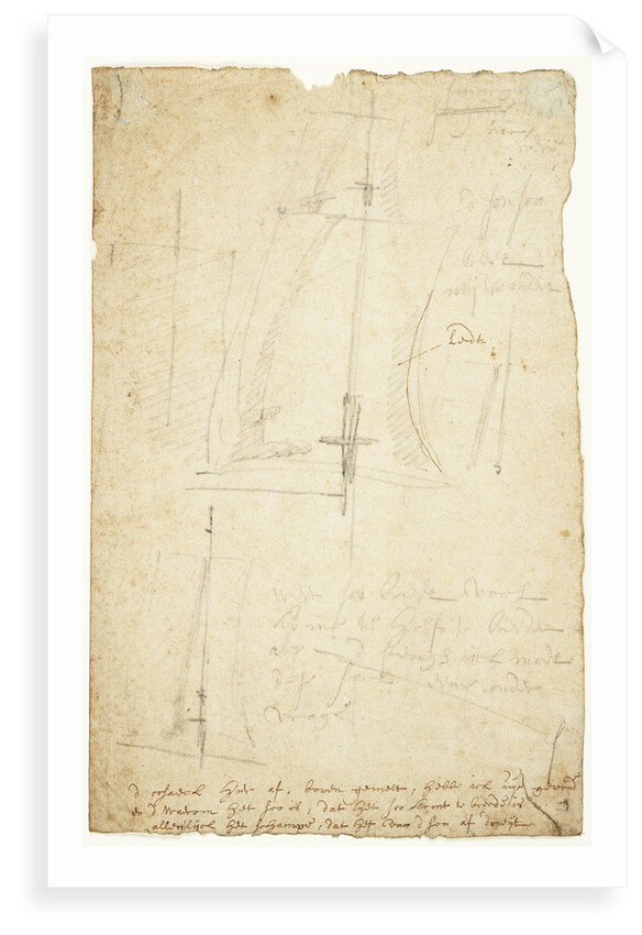 Studies of shadows on topsail by Willem Van de Velde the Younger