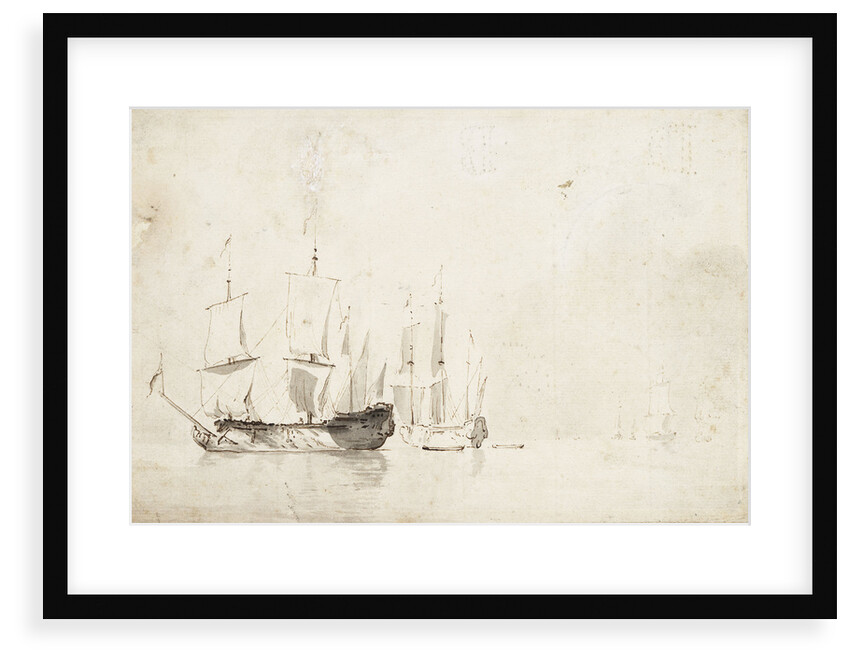 English ships becalmed by Willem Van de Velde the Younger