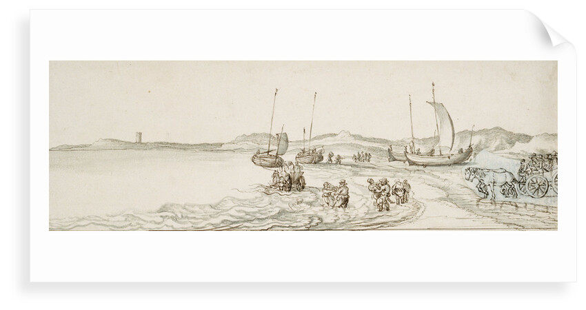 Pinks hauled up on the shore by Willem van de Velde the Elder