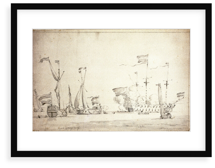 De Ruyter's arrival in the Wester Ems, 27 July/6 August 1665 by Willem van de Velde the Elder