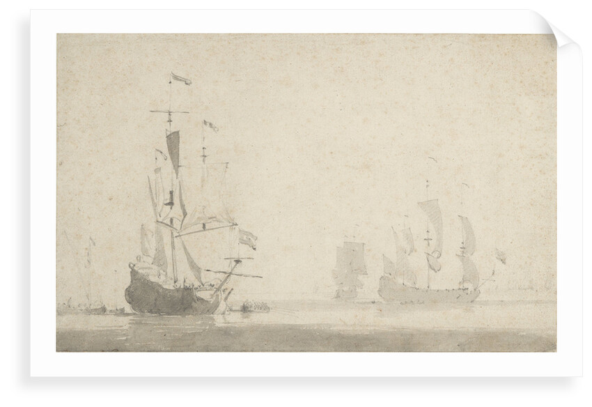 Dutch ships becalmed by Willem Van de Velde the Younger