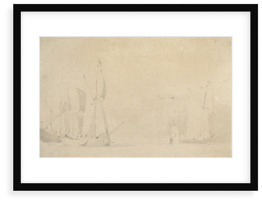 A smak and a galjoot before a light breeze by Willem Van de Velde the Younger
