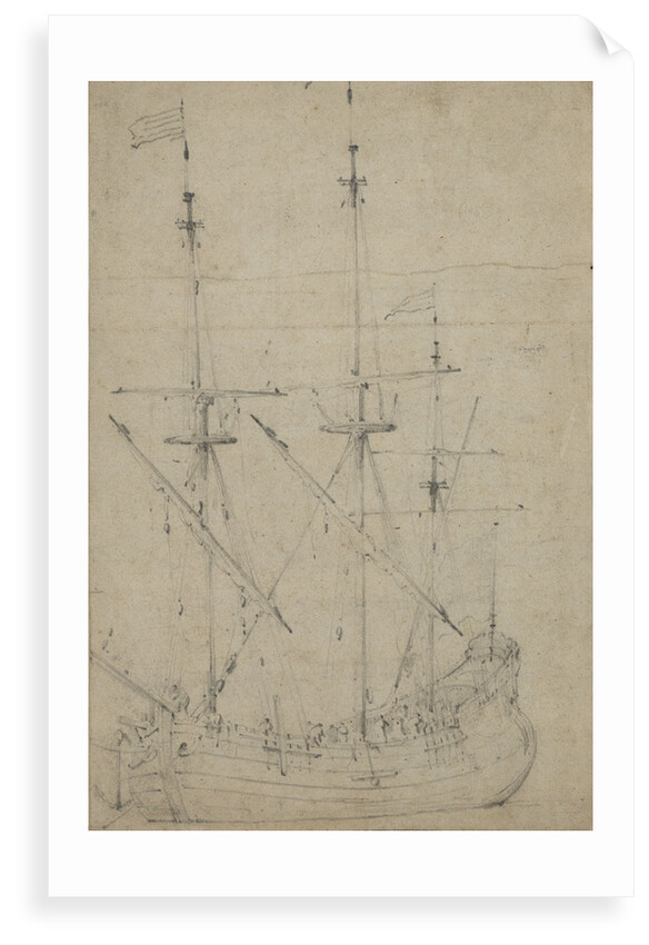 A small flute at anchor by Willem Van de Velde the Younger