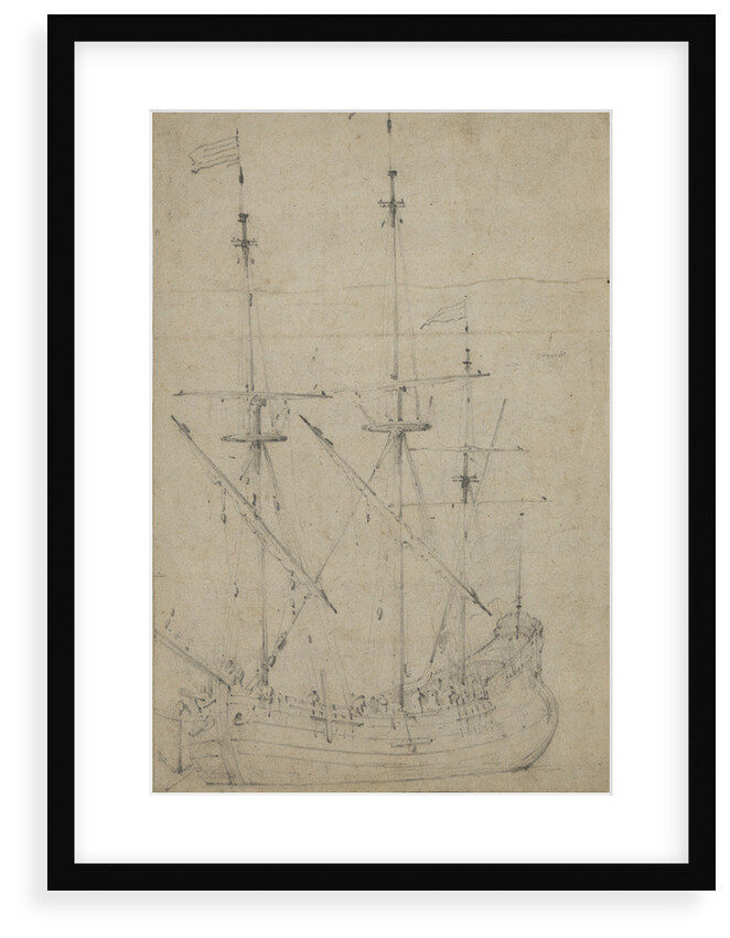 A small flute at anchor by Willem Van de Velde the Younger
