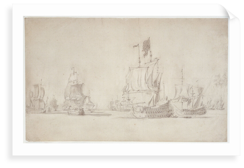Removing wounded in the allied fleet after the first battle of Schoonevelt, 31 May - 10 June 1673 by Willem van de Velde the Elder