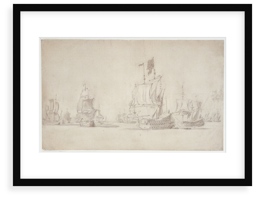 Removing wounded in the allied fleet after the first battle of Schoonevelt, 31 May - 10 June 1673 by Willem van de Velde the Elder