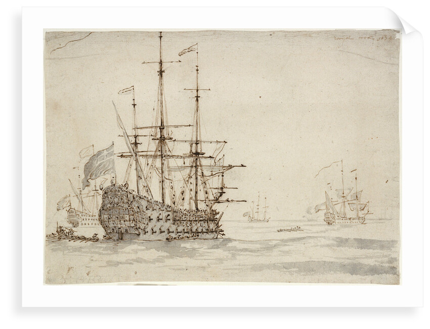The 'Royal Oak' at anchor by Willem Van de Velde the Younger