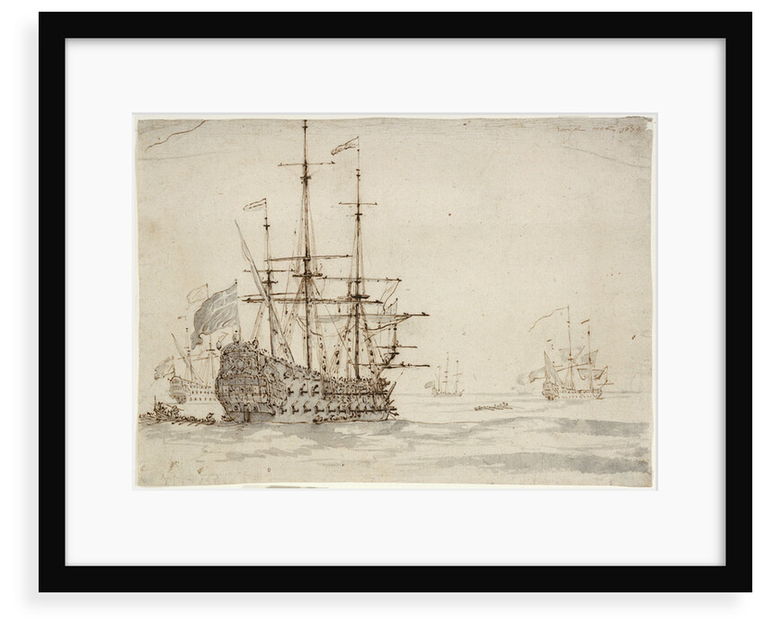 The 'Royal Oak' at anchor by Willem Van de Velde the Younger