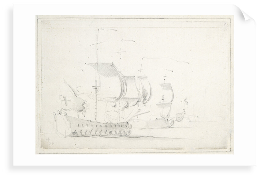 Two English ships before the wind by Willem Van de Velde the Younger