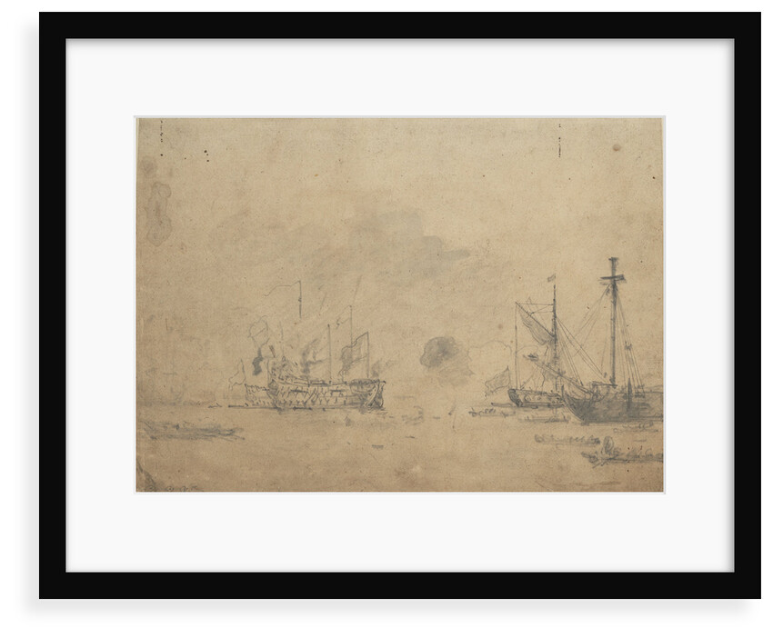 The launch of an English three-decker by Willem Van de Velde the Younger