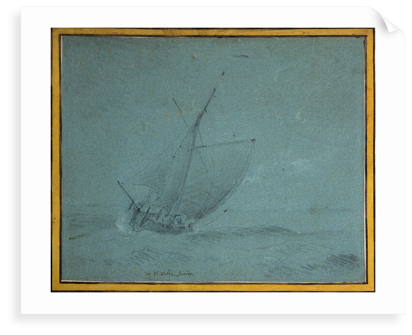 A hoy close-hauled in a strong breeze by Willem Van de Velde the Younger
