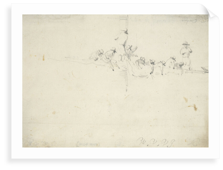 Men on a yard furling a sail by Willem Van de Velde the Younger