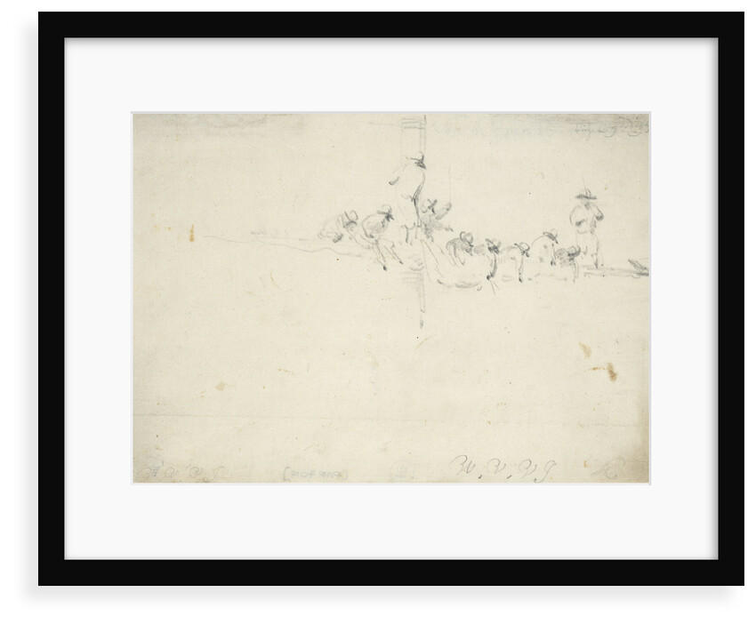 Men on a yard furling a sail by Willem Van de Velde the Younger
