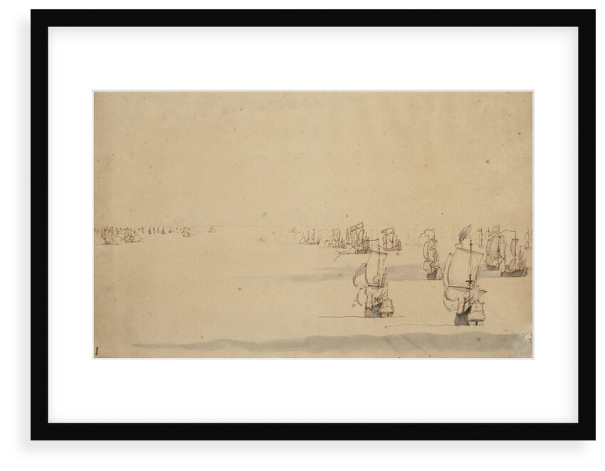 Two fleets about to engage by Willem Van de Velde the Younger