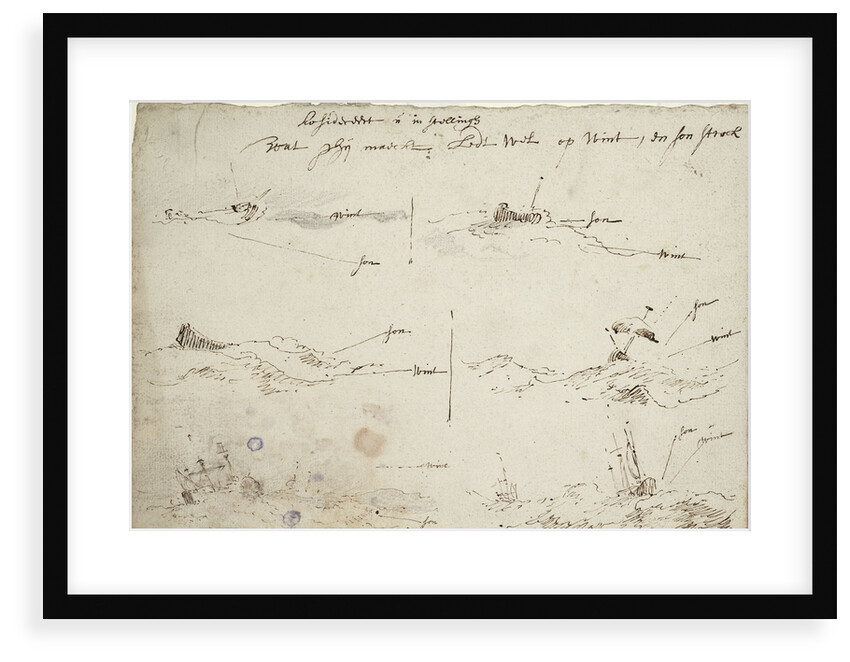 Studies of wind and sun in a heavy sea by Willem Van de Velde the Younger