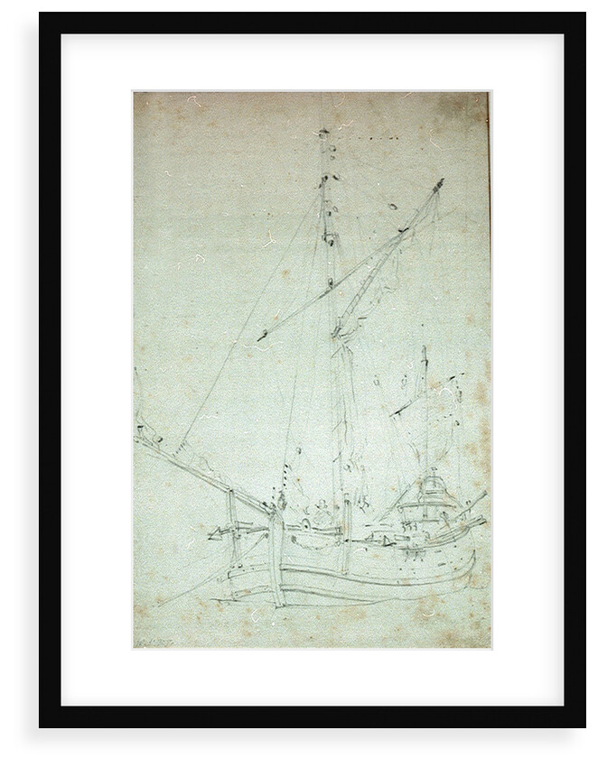 A dogger at anchor by Willem Van de Velde the Younger